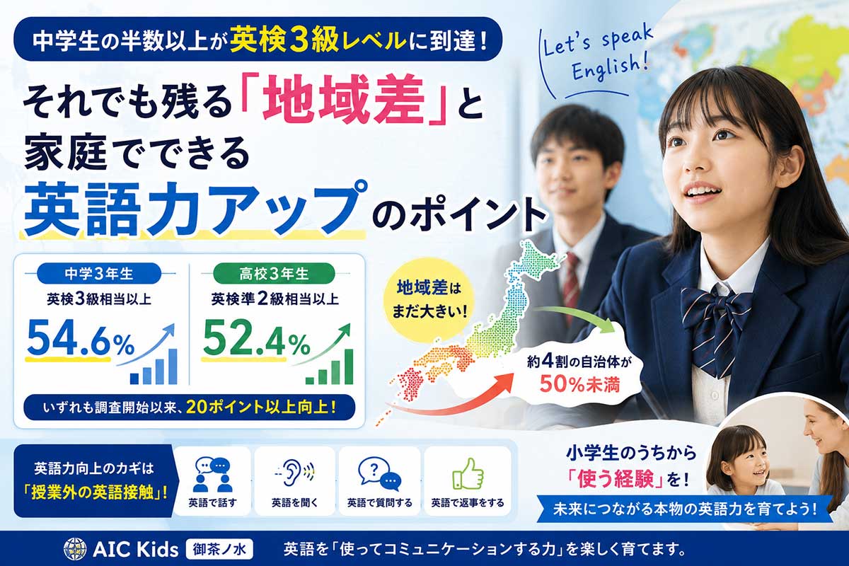 中学生の半数以上が英検3級レベルに到達:それでも残る「地域差」と家庭でできる英語力アップのポイント
